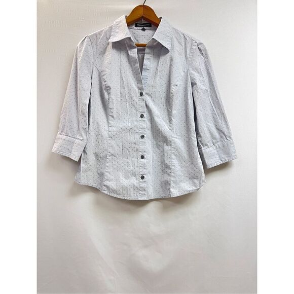 Express Design Studio Womens 3/4 Sleeve Collared Button up Shirt Blue Sz S - Picture 5 of 11